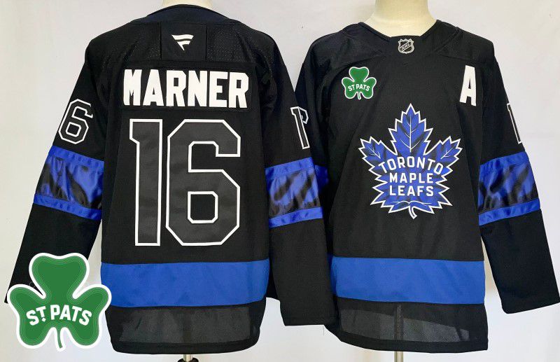 Men Toronto Maple Leafs #16 Marner Black Fanatics 2025 NHL Jersey style 2